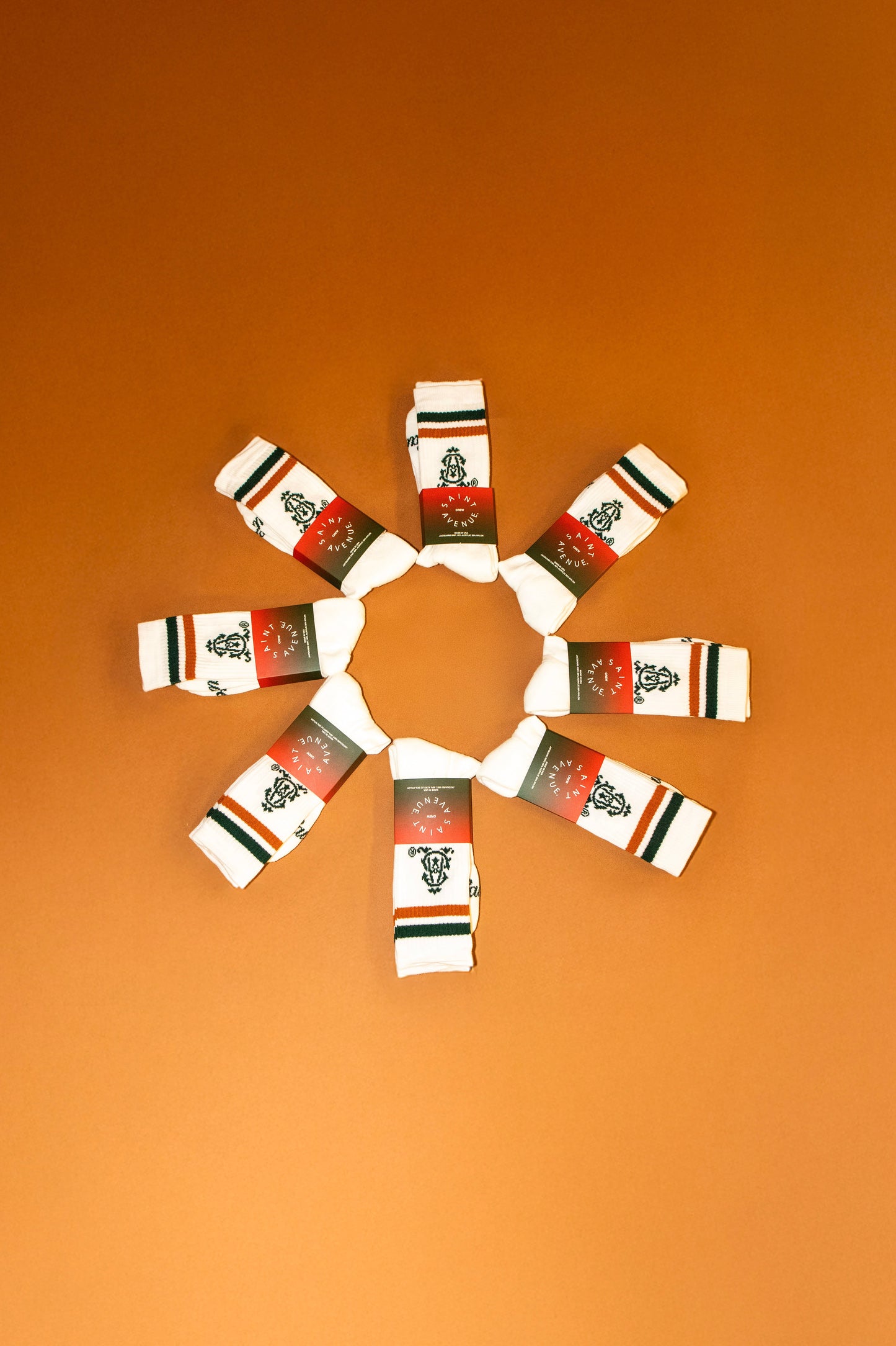 Jacquard Knit Crew Socks (Orange/Black)