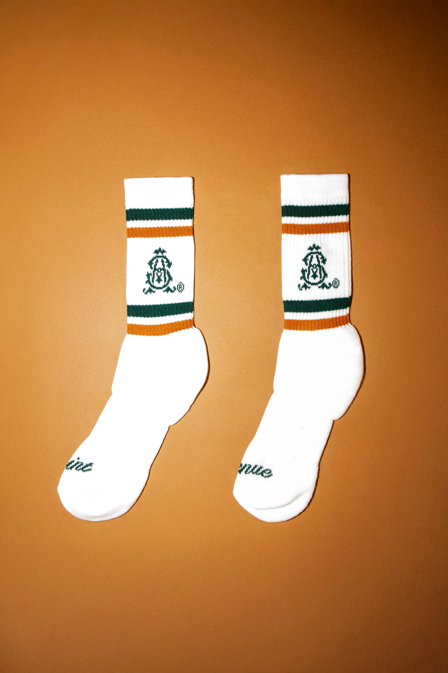 Jacquard Knit Crew Socks (Orange/Black)