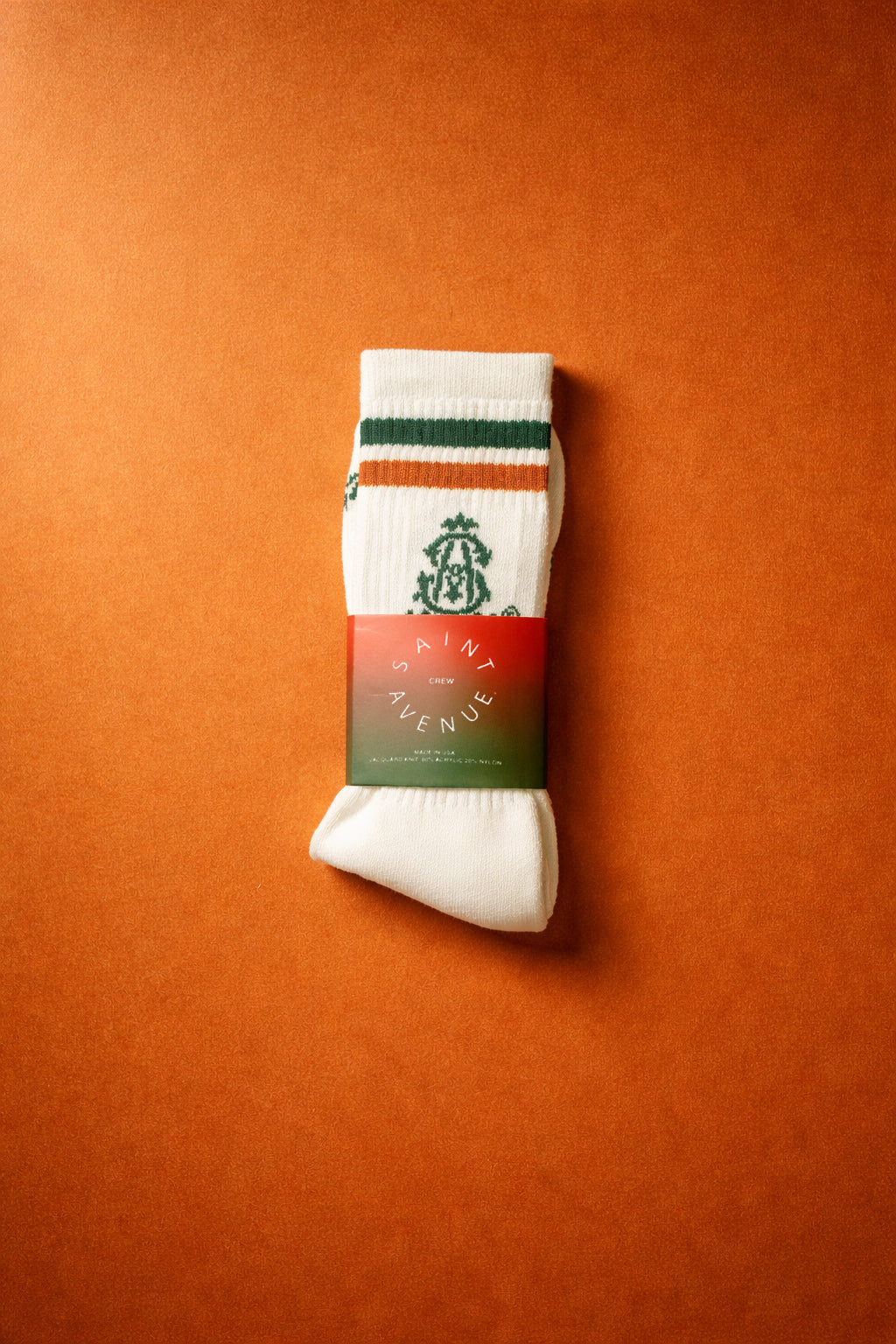 Jacquard Knit Crew Socks (Orange/Black)