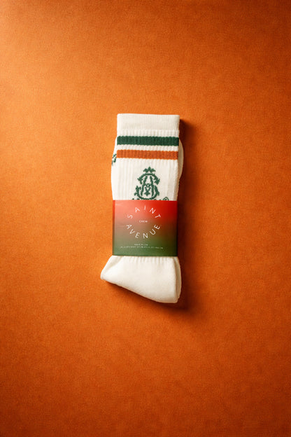 Jacquard Knit Crew Socks (Orange/Black)