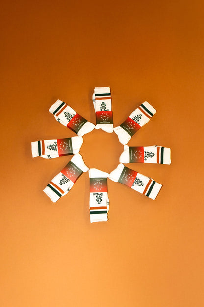 Jacquard Knit Crew Socks (Orange/Black)