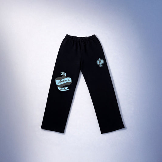 Mosaic Relaxed Cuffless Trackpant (Black)