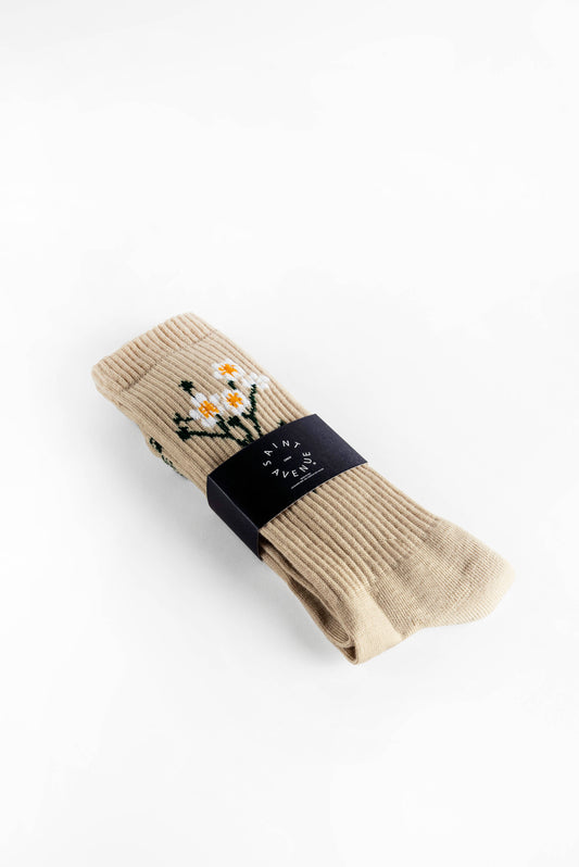 'Saints Garden' Crew Socks (Sand)